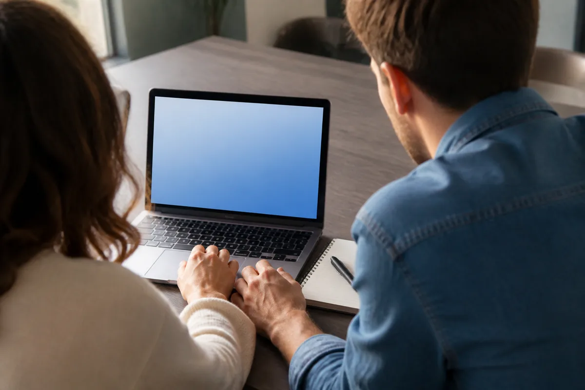Salariés d&rsquo;une petite entreprise en session de formation à l&rsquo;intelligence artificielle autour d&rsquo;un ordinateur portable